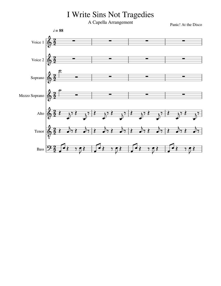 I Write Sins Not Tragedies Panic! At The Disco Sheet music for Piano