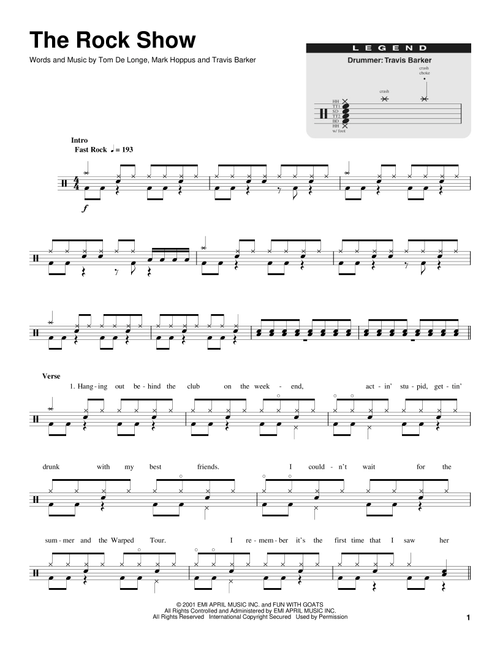 The Rock Show - Blink 182 (Drum Transcription)