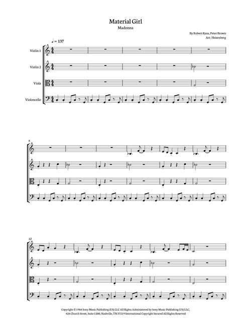 Material Girl (Arr. Heisenberg) - Madonna (String Quartet)