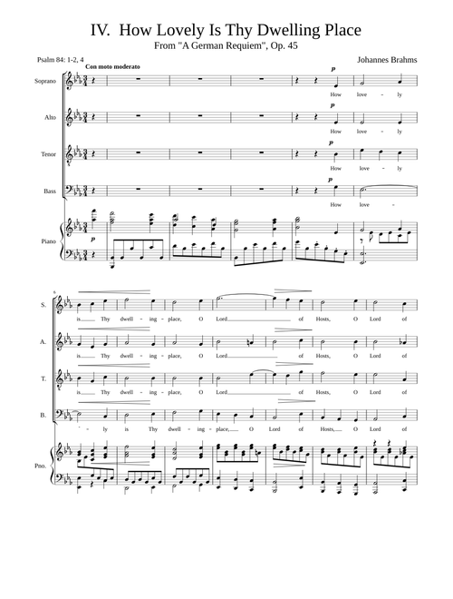 "How Lovely Is Thy Dwelling Place" from Brahms Requiem (SATB with piano)