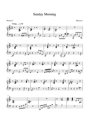 Sunday morning – Maroon 5 Sheet Music and Tab for Piano