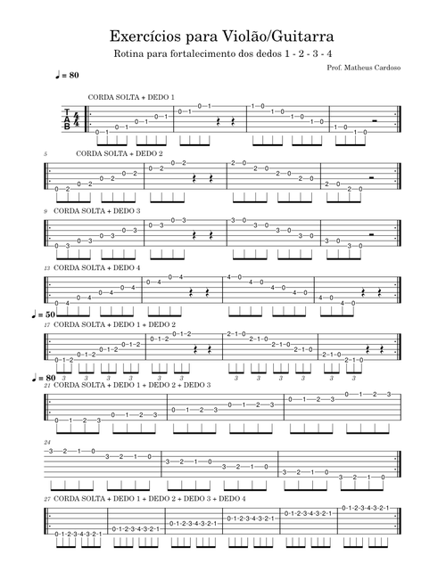 Guitar Exercises for Fingers / Exercicios de dedos 1 2 3 4
