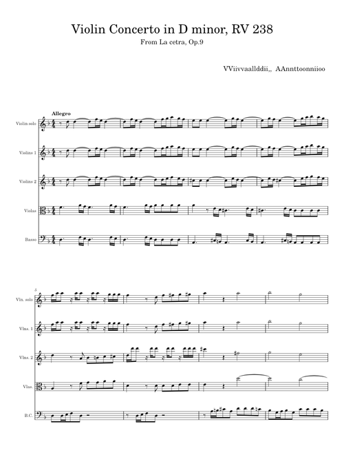 Violin Concerto in D minor, RV 236 - Antonio Vivaldi