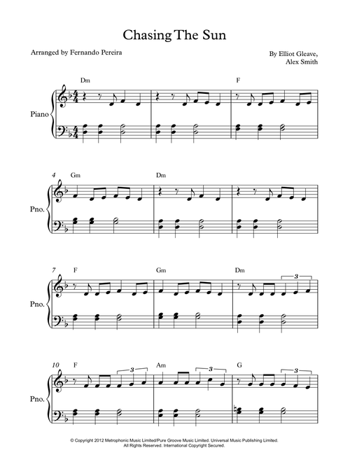 Chasing The Sun (Arr. Fernando Pereira) - The Wanted (Easy Piano)