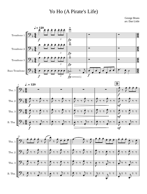 Yo Ho (A Pirate's Life) (Trombone Quartet)