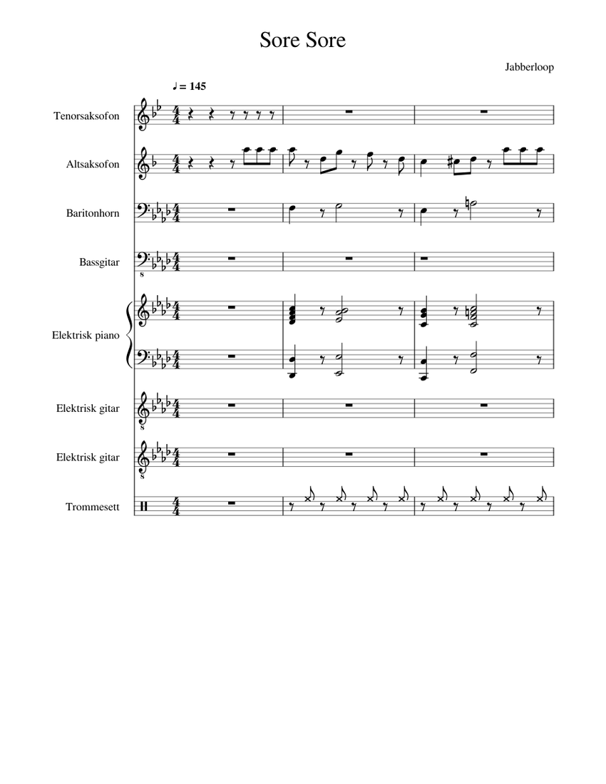 Sore Sore Sheet music for Piano, Saxophone alto, Saxophone tenor