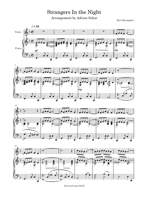 Strangers in the Night – Bert Kaempfert F to G for Violin