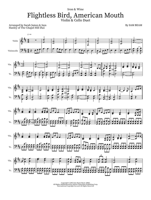 Flightless Bird, American Mouth (Arr. Sarah James & Jaya Hanley of The Chapel Hill Duo) - Iron & Wine (Instrumental Duet)