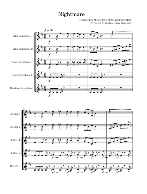 Nightmare – Avenged Sevenfold Saxophone Quintet