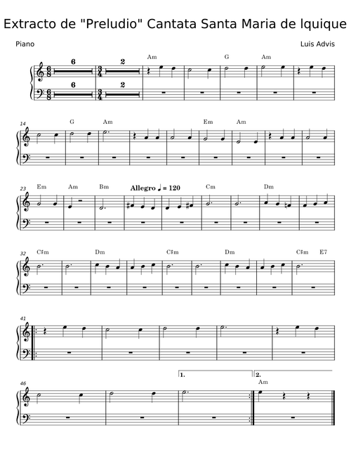 Extracto de Preludio Cantata Santa María de Iquique - Luis Advis