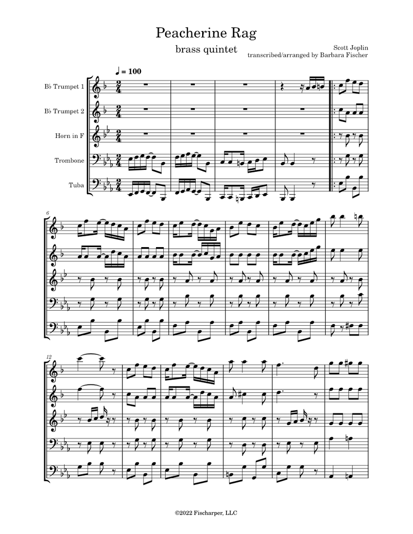Peacherine rag – Scott Joplin Peacherine Rag - Scott Joplin/Barbara ...