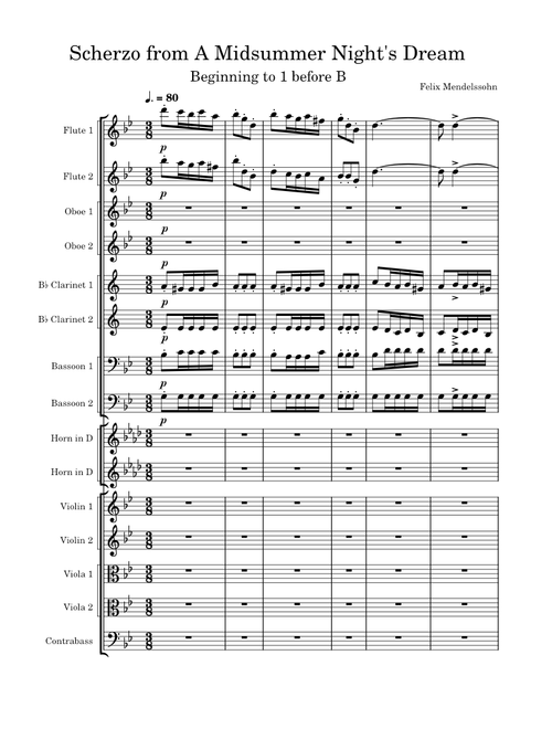 Scherzo from A Midsummer Night's Dream - Beginning to 1 before B (Clarinet Excerpt)