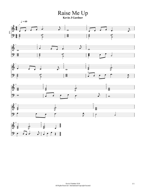 Raise Me Up - Kevin J Gardner (Easy Piano)