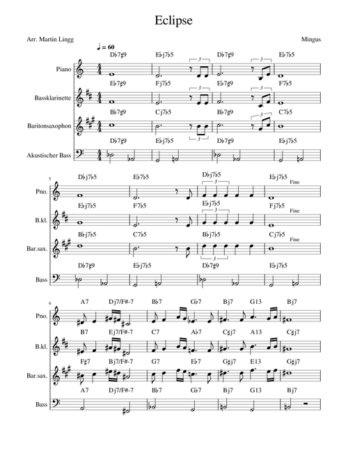 Eclipse Mingus Leadsheet C-Bb Eb Bassline – Martin Lingg