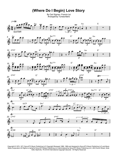 (Where Do I Begin) Love Story (Arr. Tunescribers) - Carl Sigman, Francis Lai (Guitar and Piano)