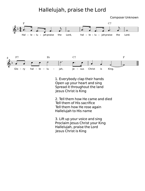 Hallelujah, praise the Lord