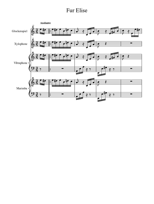 Fur Elise Arranged for percussion