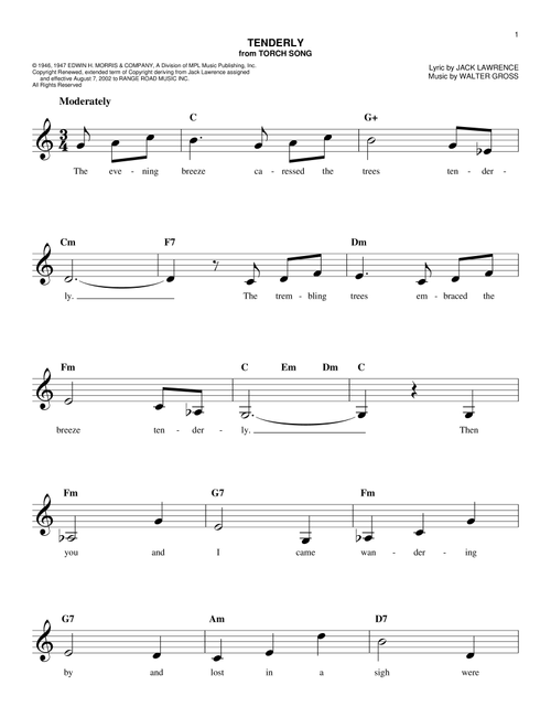 Tenderly - Jack Lawrence (Easy Lead Sheet - Fake Book)