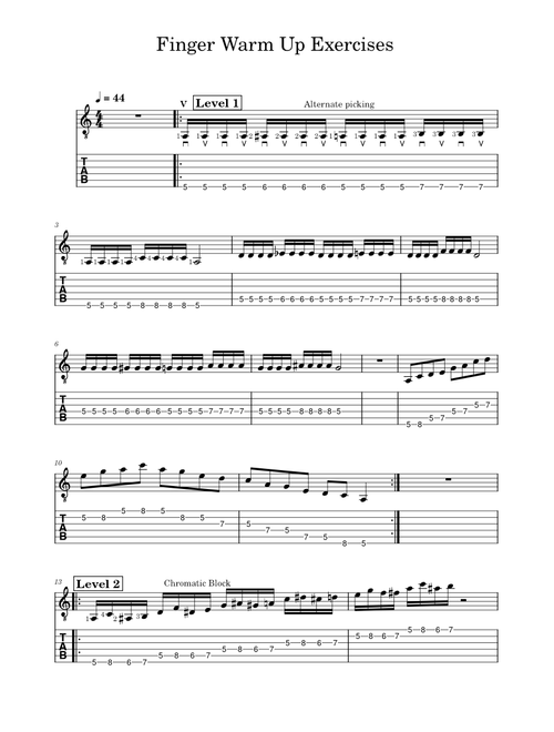 GTR120-M12 Finger Warmup Exercises