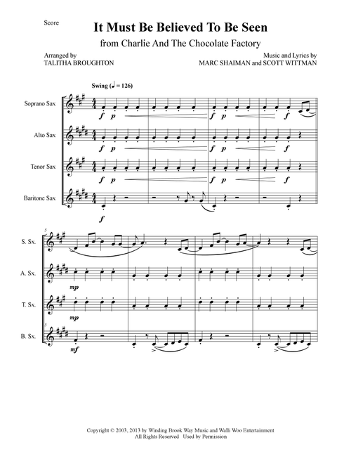 It Must Be Believed To Be Seen (Arr. Talitha Broughton) - Scott Wittman, Marc Shaiman (Woodwind Ensemble)