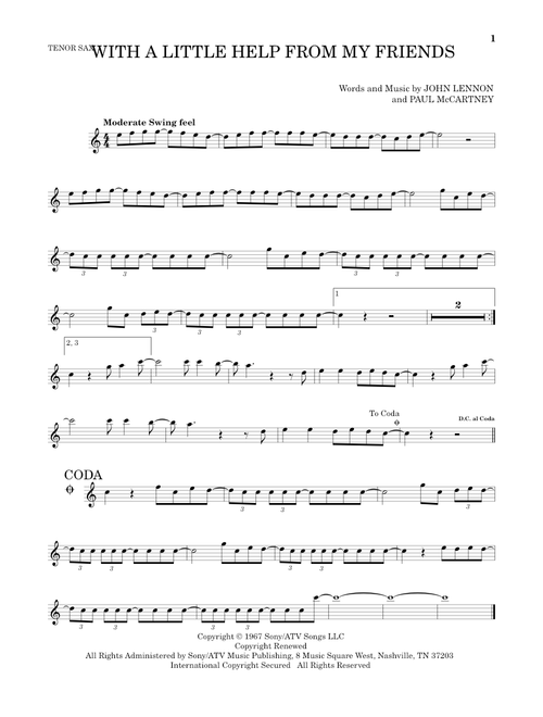 With A Little Help From My Friends - The Beatles, Joe Cocker (Tenor Sax Solo)