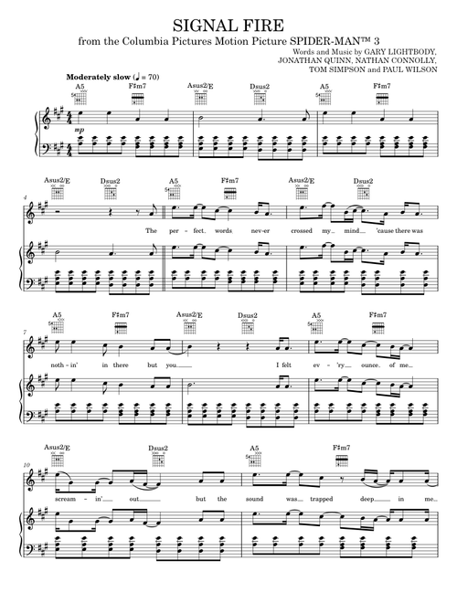 Signal fire - Snow Patrol (Piano-Vocal-Guitar)