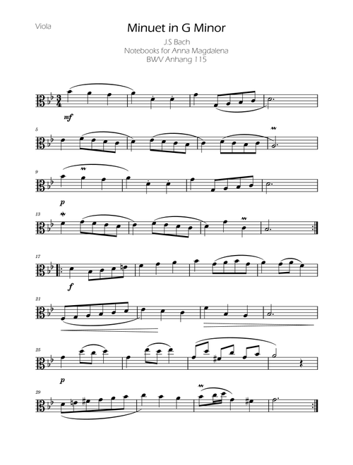 Minuet in G minor BWV Anh. 115 - Bach - Viola (Arr. Ygor Nunes) - Johann Sebastian Bach (Viola Solo)