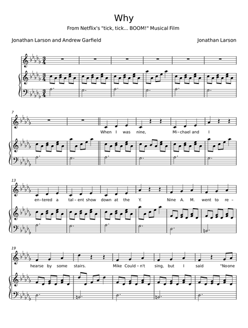 Why from tick tickboom - Jonathan Larson