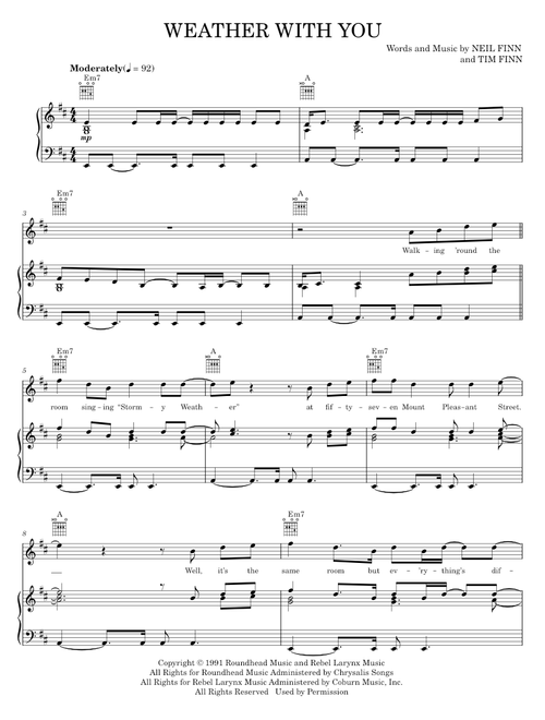 Weather with you - Crowded House (Piano-Vocal-Guitar)