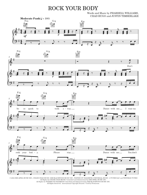 Rock your body - Justin Timberlake (Piano-Vocal-Guitar)