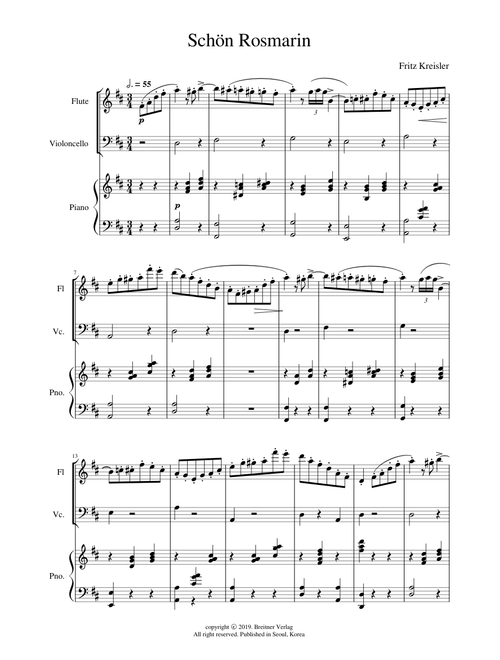 Schön Rosmarin – Fritz Kreisler flute, cello, piano
