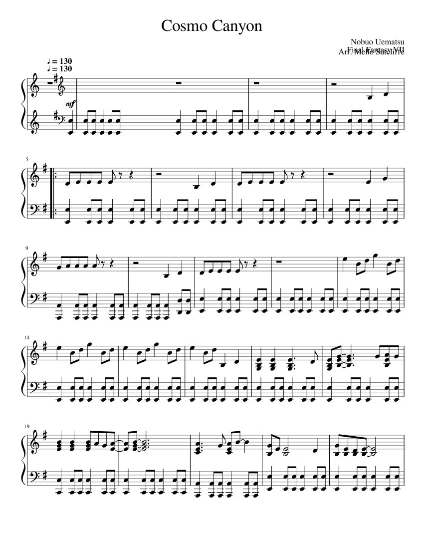 FFVII - Cosmo Canyon Sheet Music for Piano (Solo) | MuseScore.com