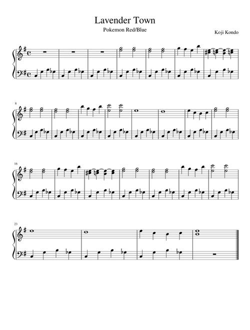 Lavender Town (Beginner Piano)