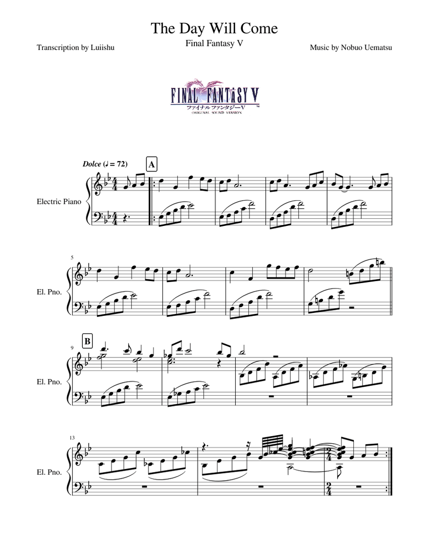 The Day Will Come - Final Fantasy V (Transcription) Sheet