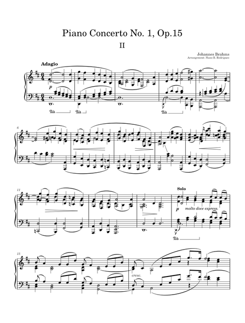Piano Concerto No.1, Op.15 – Johannes Brahms (2nd. movement, arr. for piano solo)