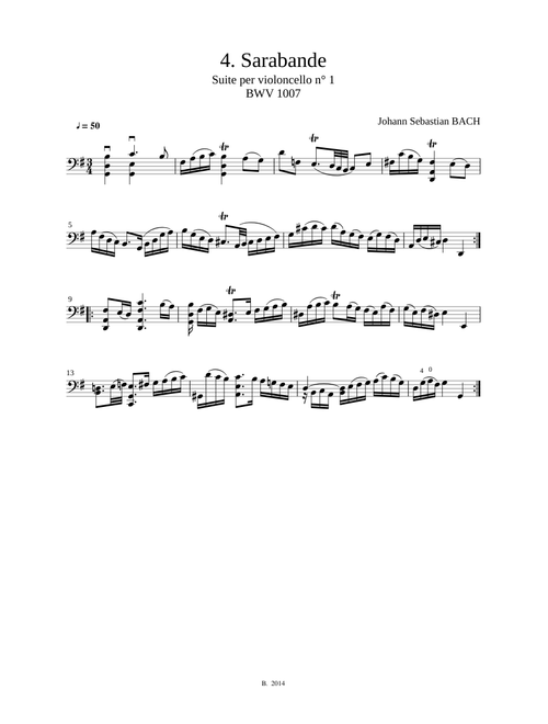 J. S. Bach - Cello Suite n° 1 BWV 1007 - 4. Sarabande