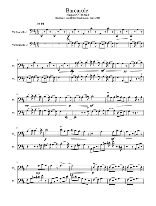 Barcarole - Jacques Offenbach - Cello duo