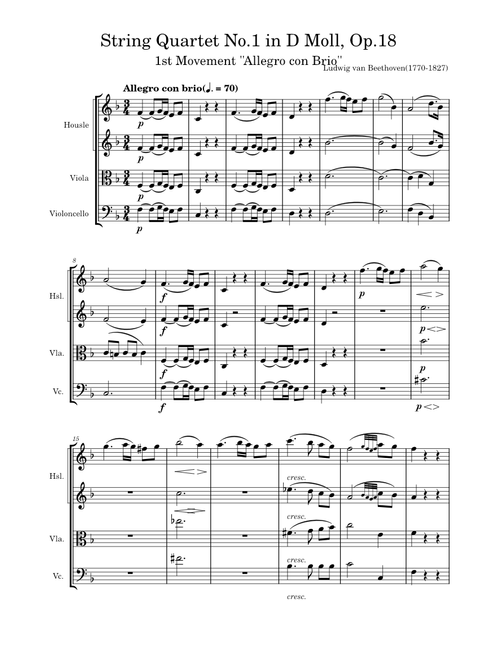 String Quartet No.1, Op.18 No.1 – Ludwig van Beethoven String Quartet No