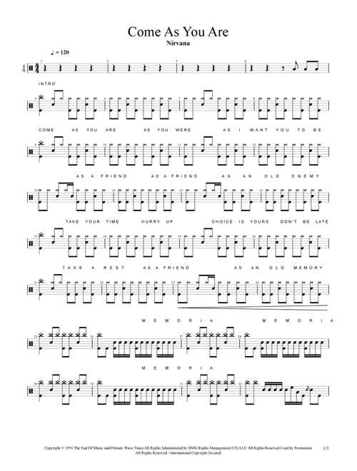 Come As You Are (Arr. Cyril Mayer) - Nirvana (Drums)