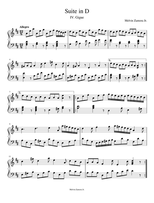 Suite in D - IV. Gigue (Original Composition)