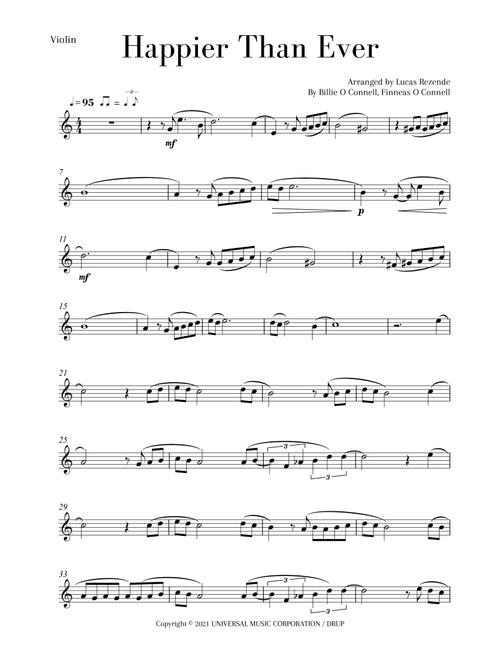 Happier Than Ever (Arr. Lucas Rezende) - Billie Eilish (Violin and Piano)