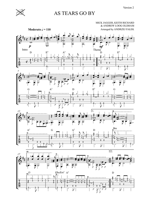 As Tears Go By (Arr. Andrzej Falek) - The Rolling Stones (Guitar Tab)