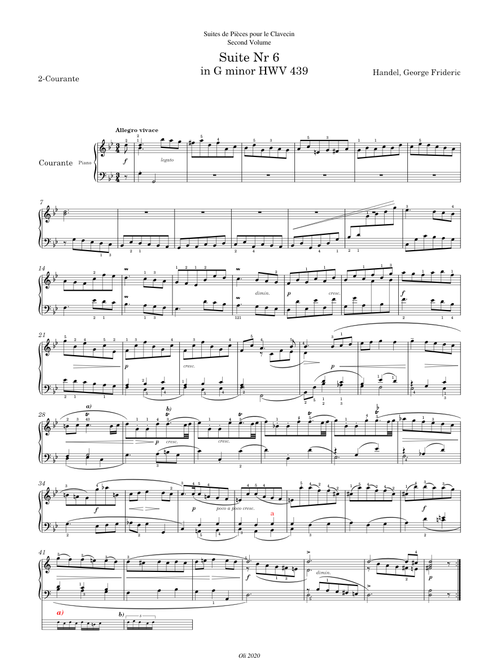 Handel, George Frideric, HWV 439, Suite Nr 6 In G Minor sheet