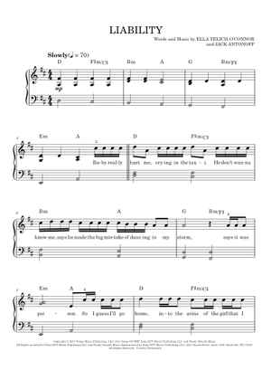 Liability - Lorde Piano with sung lyrics Sheet Music for Piano (Solo ...