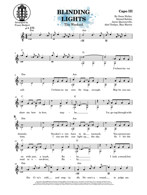 Blinding Lights (Arr. Franz Beckert) - The Weeknd (Solo Guitar)