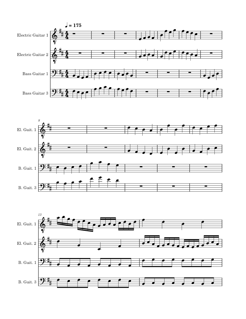 Guitar Quartet of Nonsense Sheet music for Guitar, Bass guitar (String