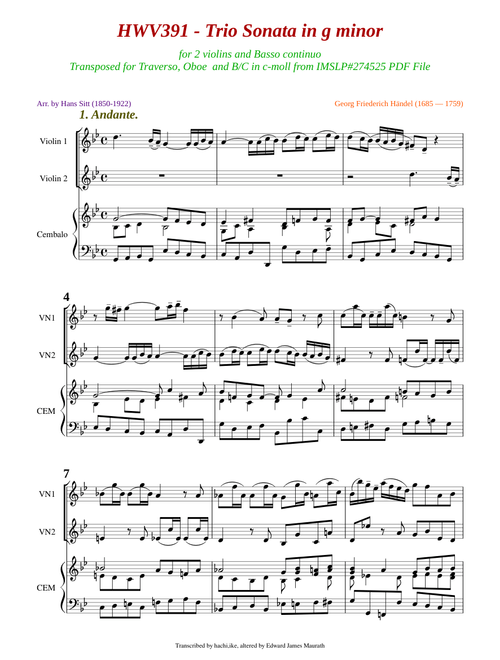 Trio Sonata in G minor, HWV 391 – Georg Friedrich Händel