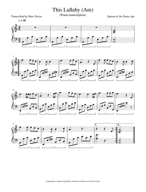 This Lullaby – Queens Of The Stone Age (Piano)