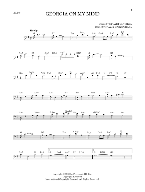 Georgia On My Mind - Ray Charles, Willie Nelson (Cello Solo)