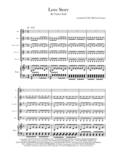 Love Story (Arr. Davi Rocha Campos) - Taylor Swift (Woodwind Ensemble)